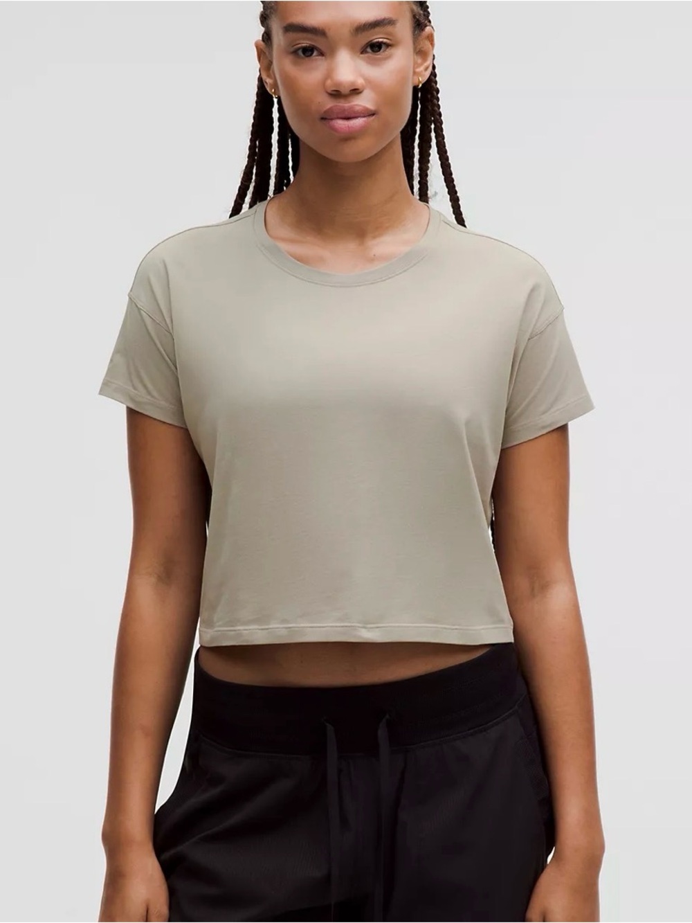 LULULEMON Everyday Crop Tee - RIVERSTONE